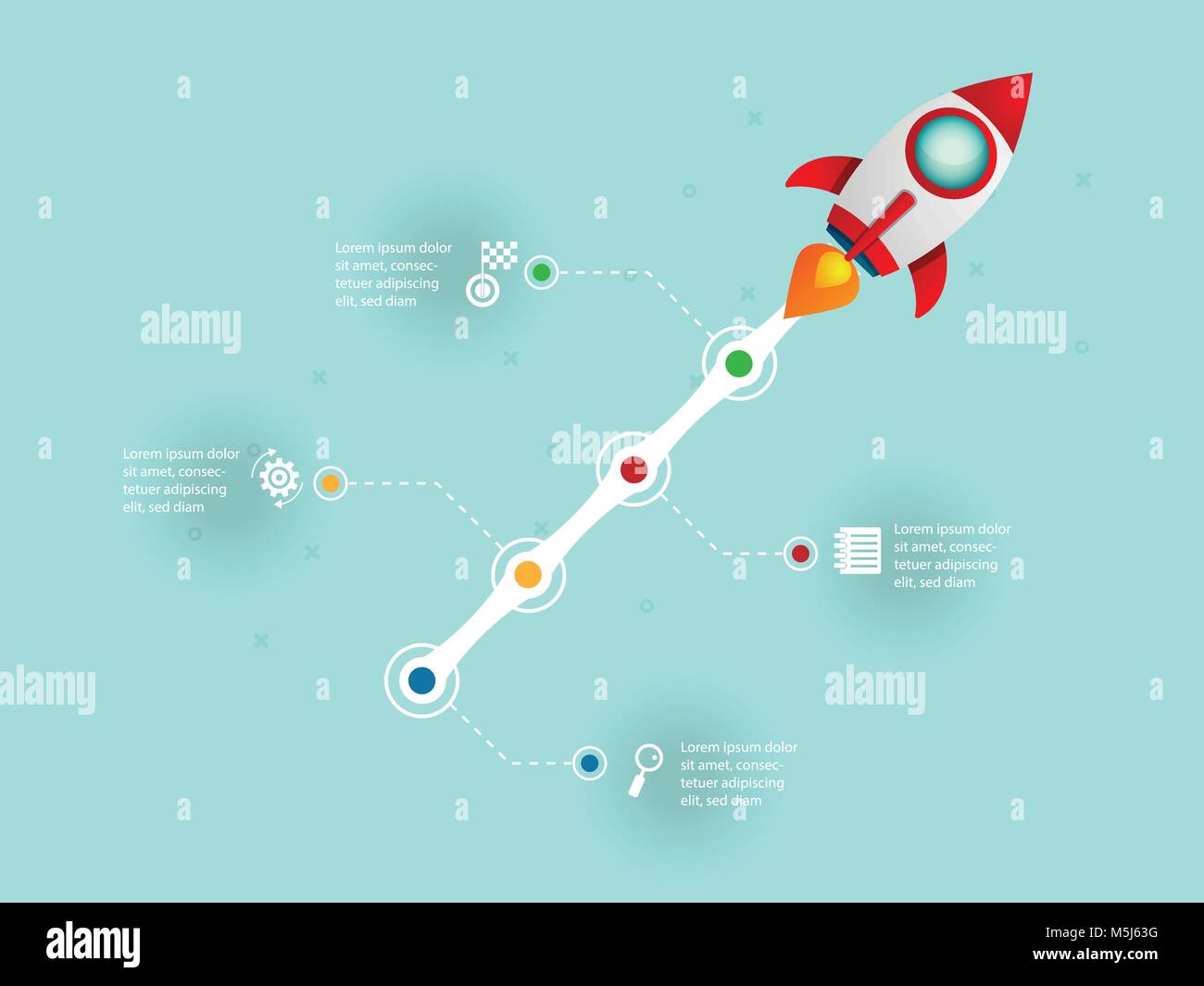 illustration of rocket startup launch infographic, business startup ...