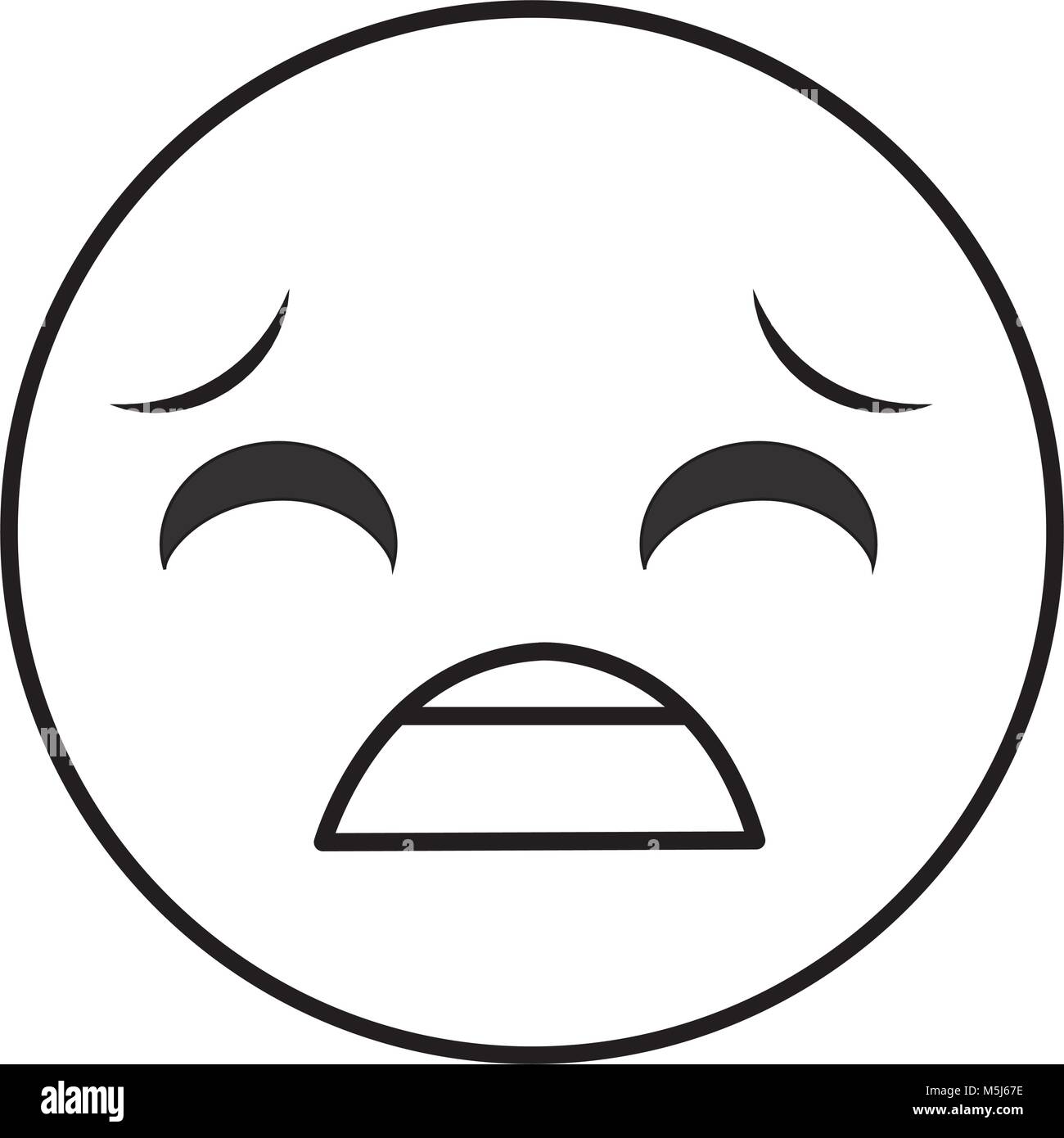 line pity face gesture emoji expression Stock Vector