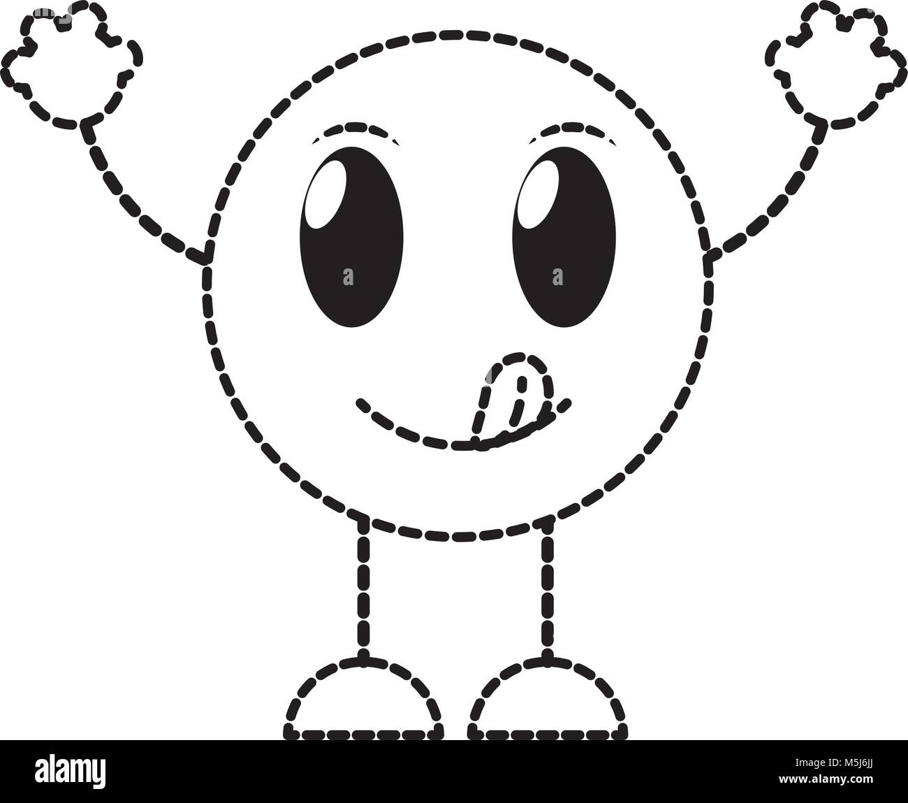 dotted shape funny emoji expression with arms and legs Stock Vector