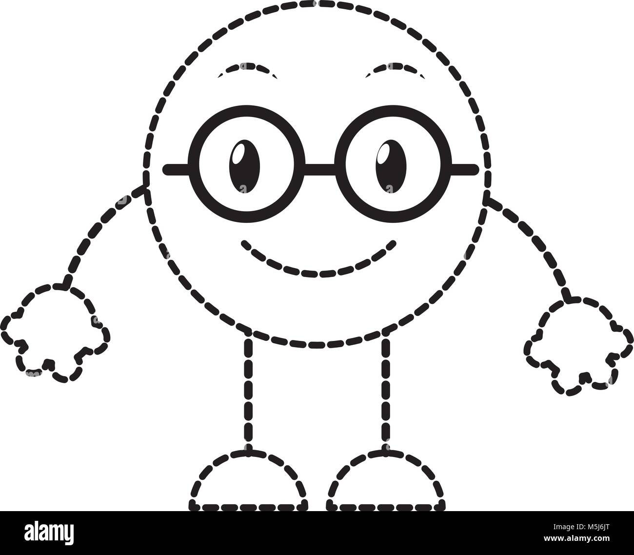 dotted shape nerd emoji expression with arms and legs Stock Vector