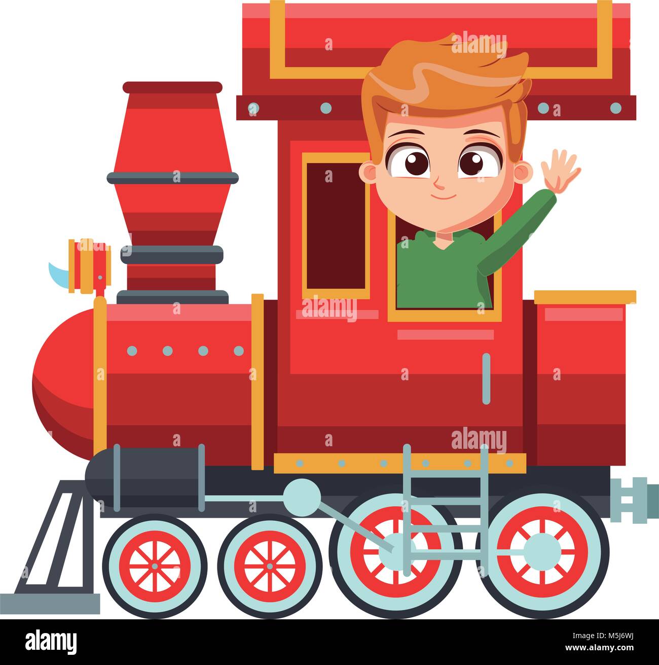 Cute boy in train cartoon Stock Vector Image & Art - Alamy