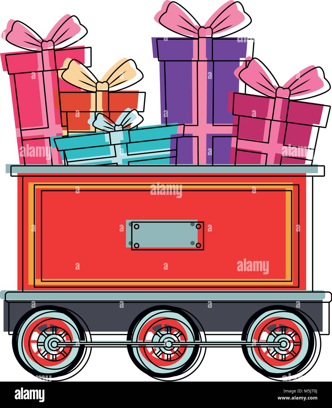 gifts on train carriage Stock Vector Image &amp; Art - Alamy