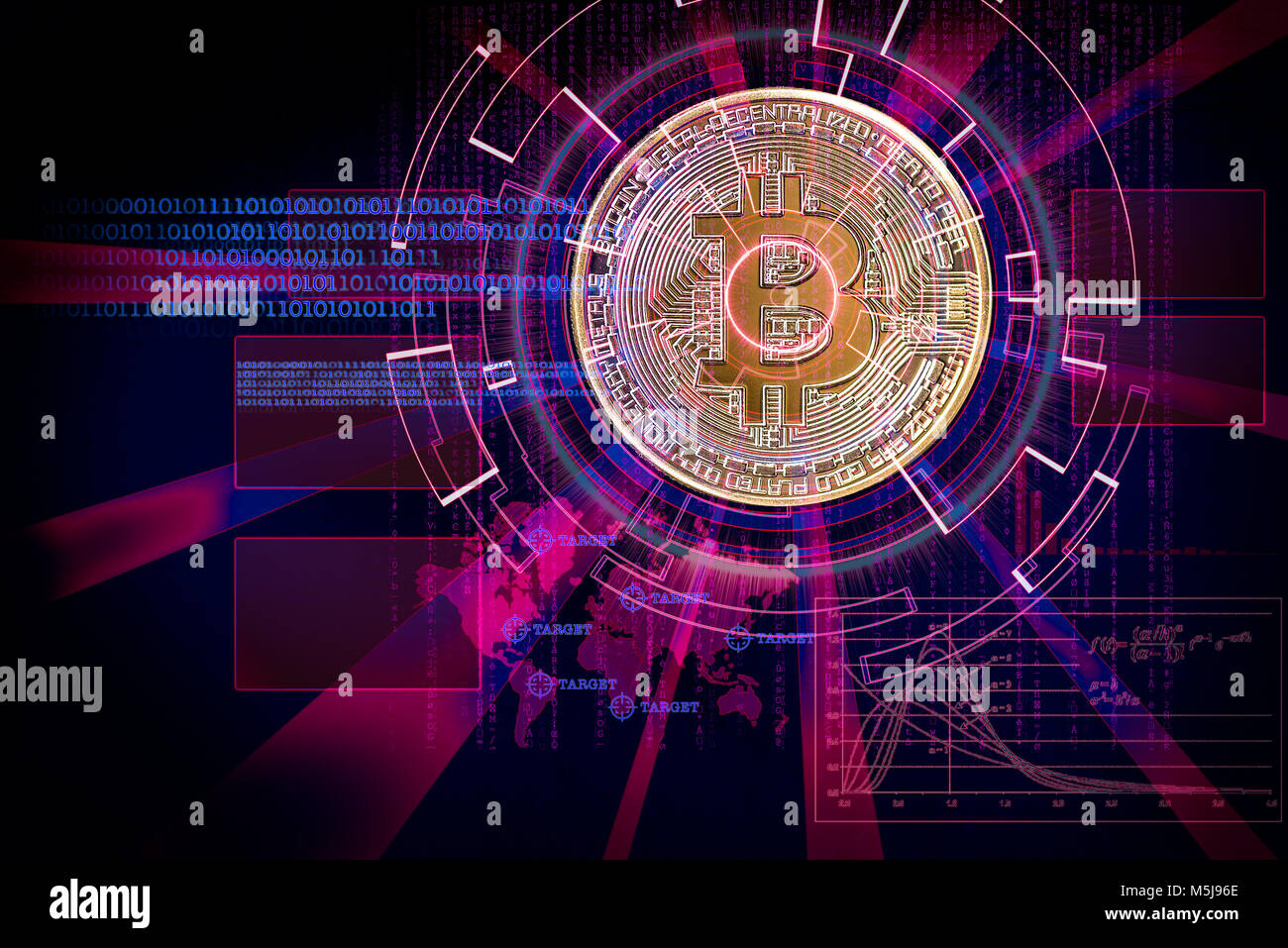 laser cyber hud on bitcoin as concept of focus on cryptocurrency global  future Stock Photo - Alamy