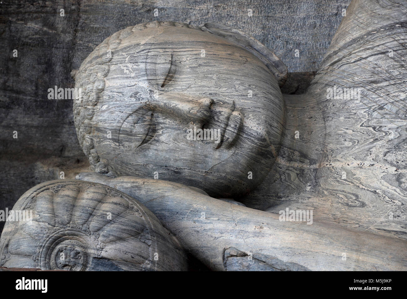 Polonnaruwa North Central Province Sri Lanka Gal Vihara - Reclining Buddha Stock Photo