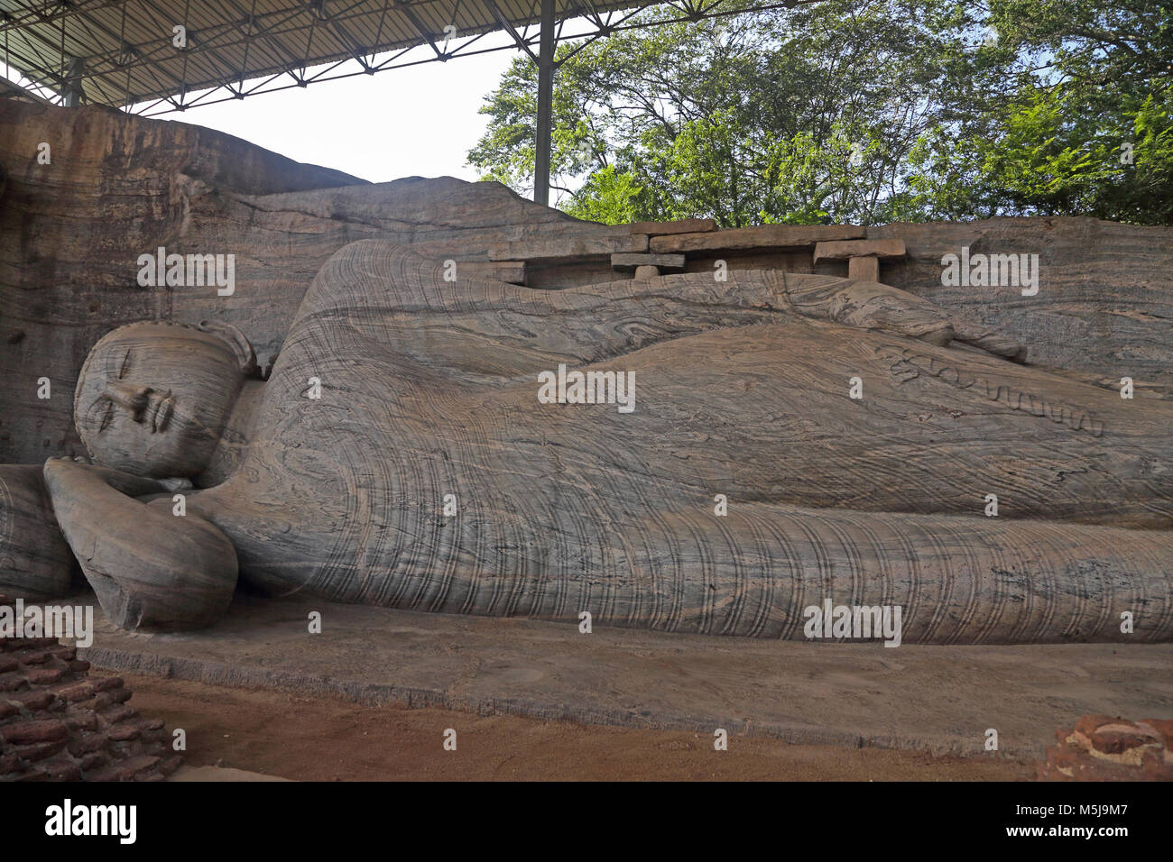 Polonnaruwa North Central Province Sri Lanka Gal Vihara - Reclining Buddha Stock Photo