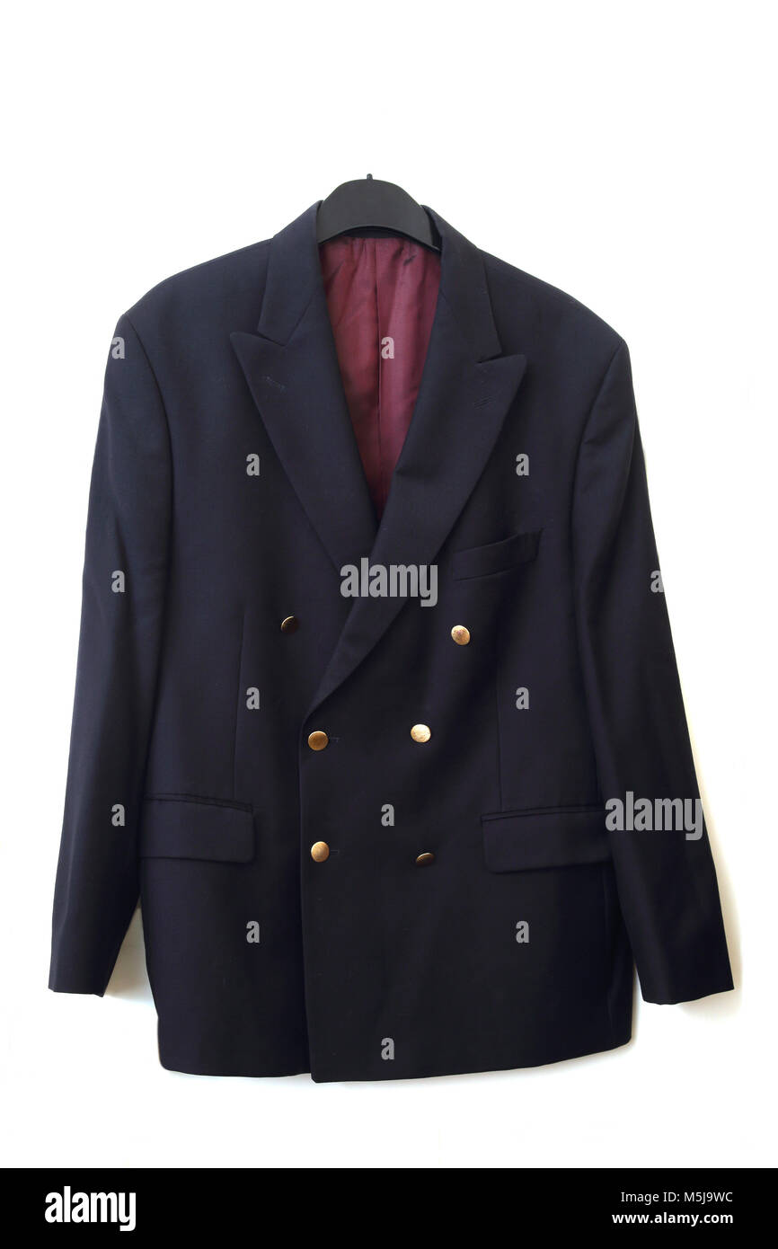 Man's Navy Blue Blazer with Red lining Stock Photo