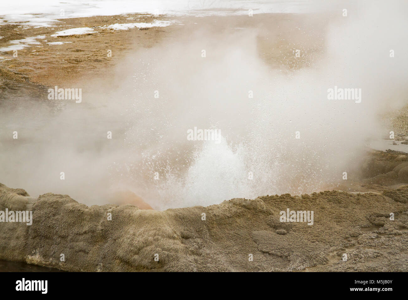 Boiling and steaming water in geyser vent at Fountain Paint Pots in ...