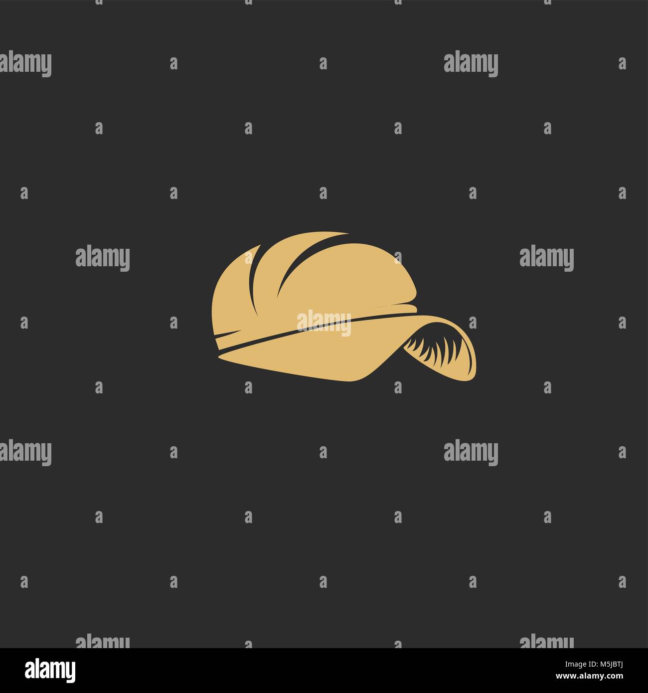 minimal logo of golden rapper cap vector illustration design. Stock Vector