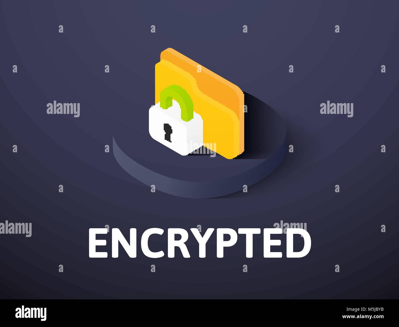 Encrypted isometric icon, isolated on color background Stock Vector