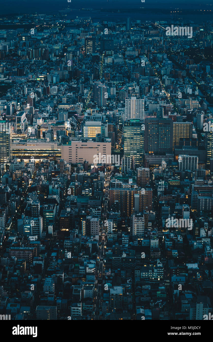 Tokyo skyline as seen from above aerial photography of Tokyo city, Japan Stock Photo