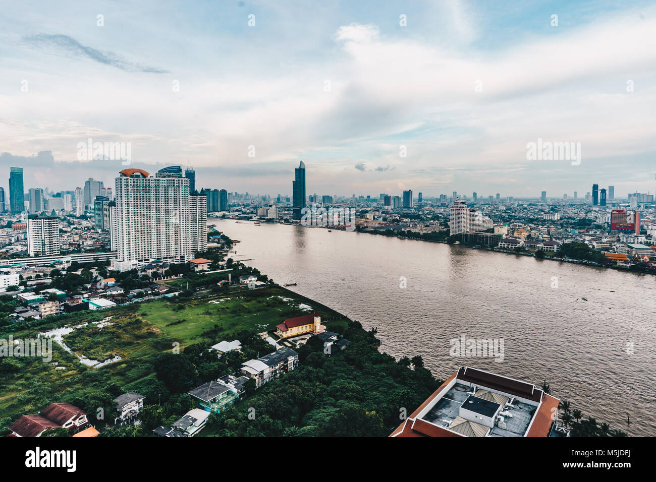Bangkok cityscape skyline panorama as seen from above aerial view photography in Bangkok, Thailand Stock Photo