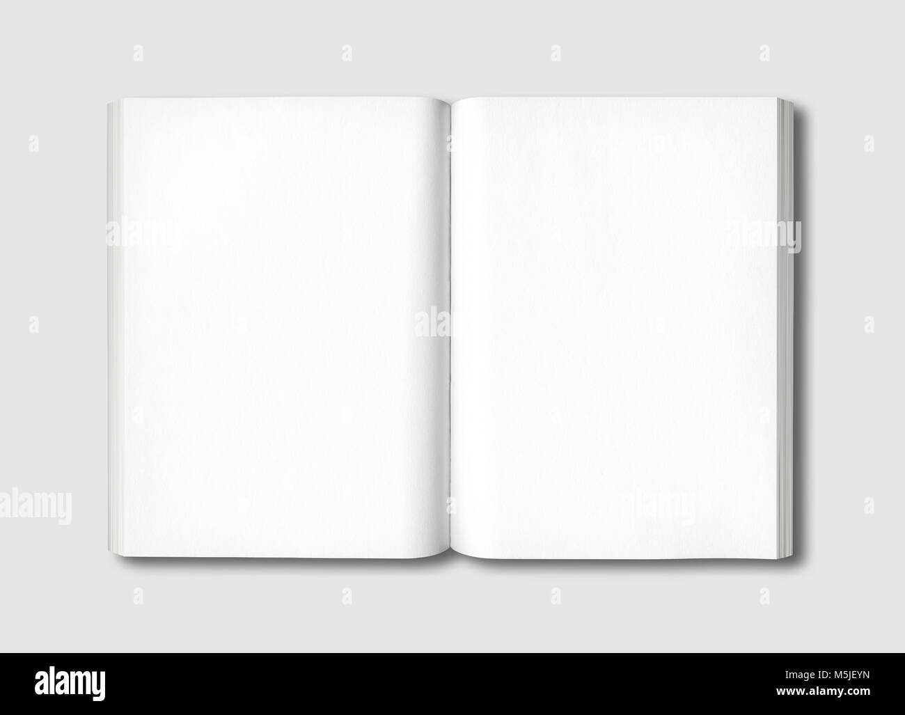 White open book isolated on a grey background Stock Photo - Alamy