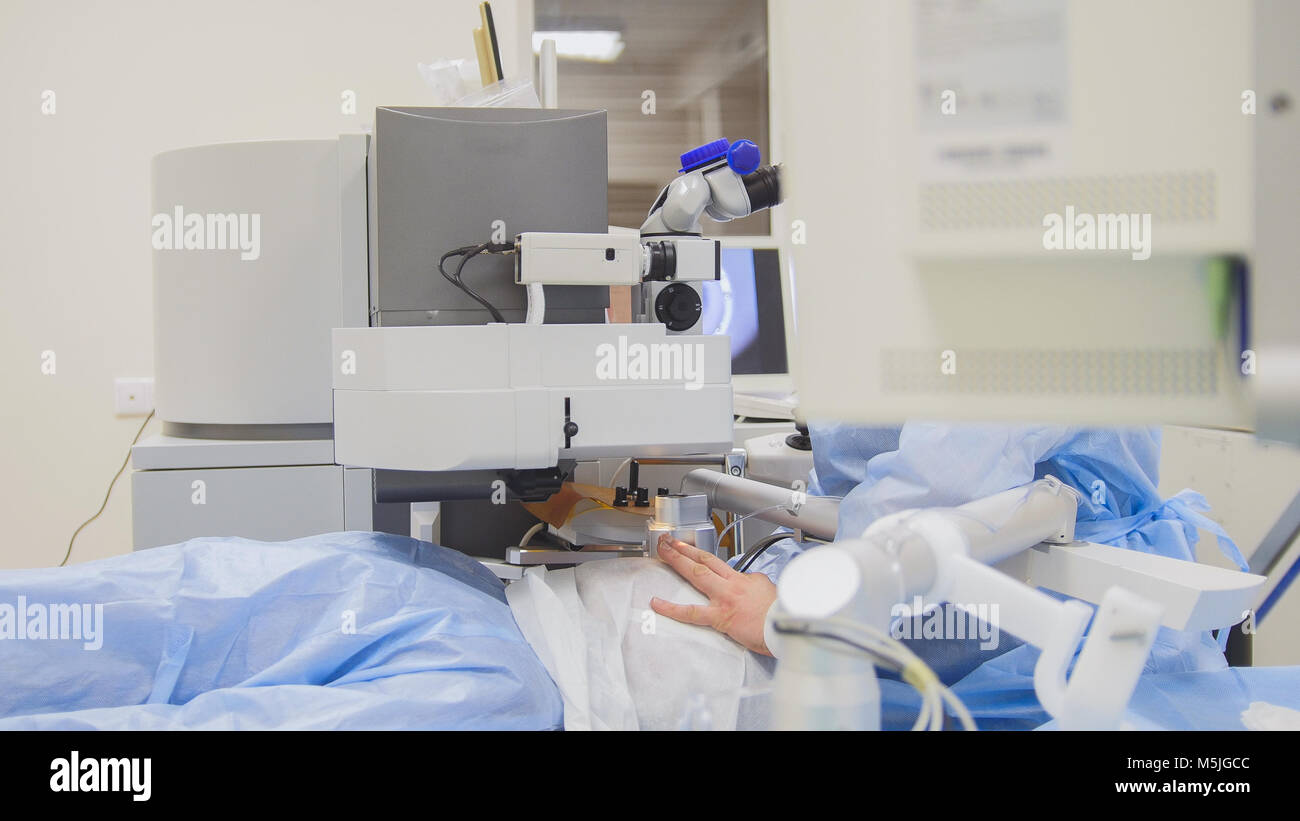 Laser vision correction ophthalmology surgery wthout anesthesia Stock