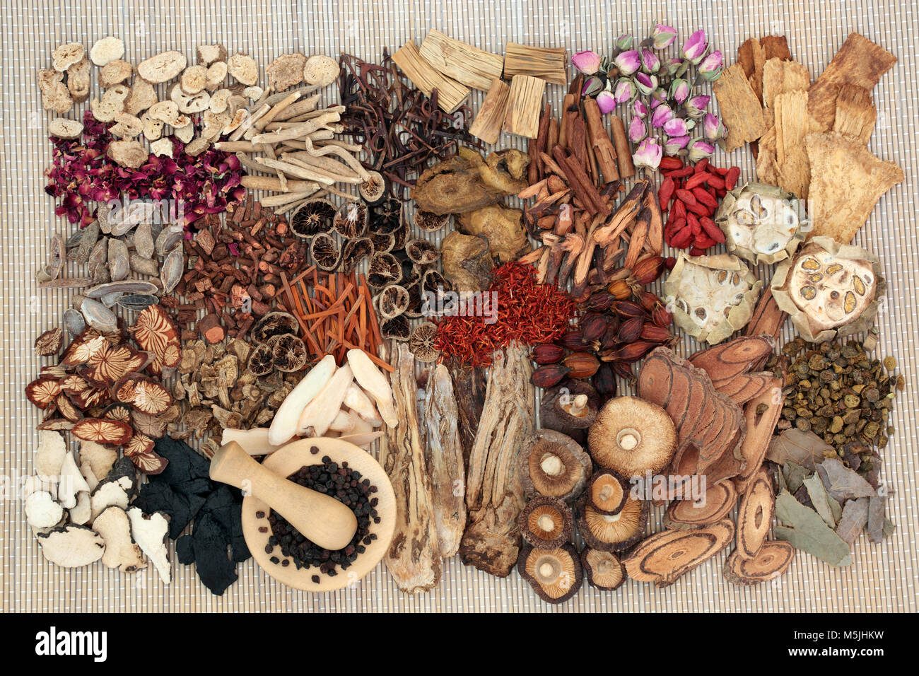 Traditional chinese herbs used in alternative herbal medicine with ...
