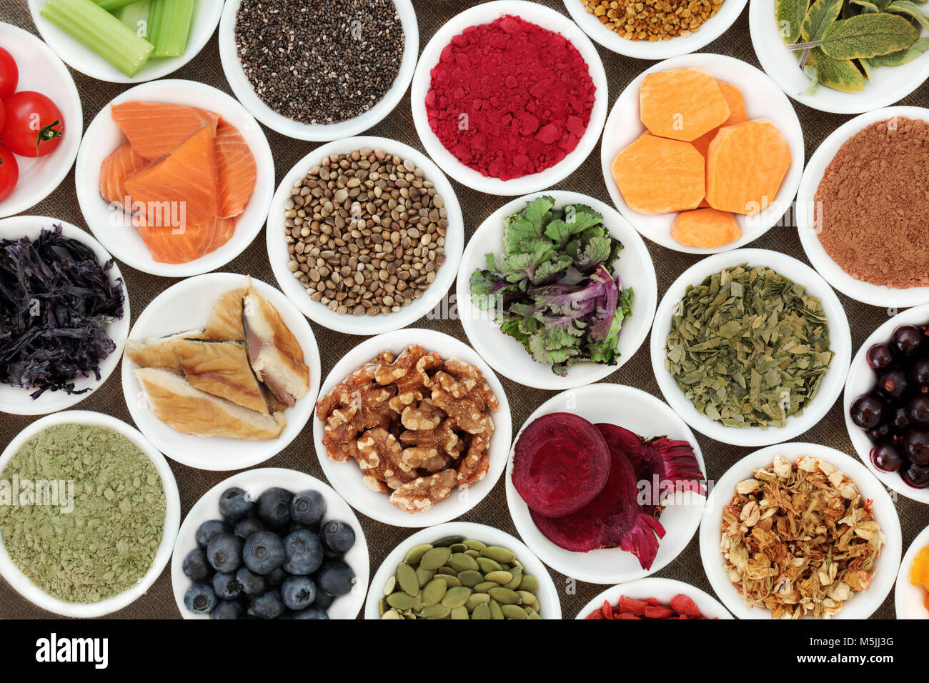 Health food to benefit brain cognitive functions with fish, fruit