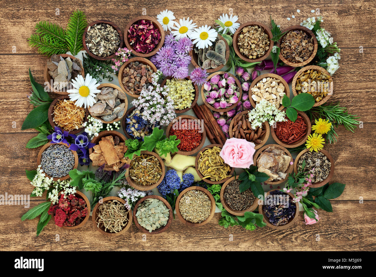 Herbal medicine with herb, spices and flowers used in chinese and