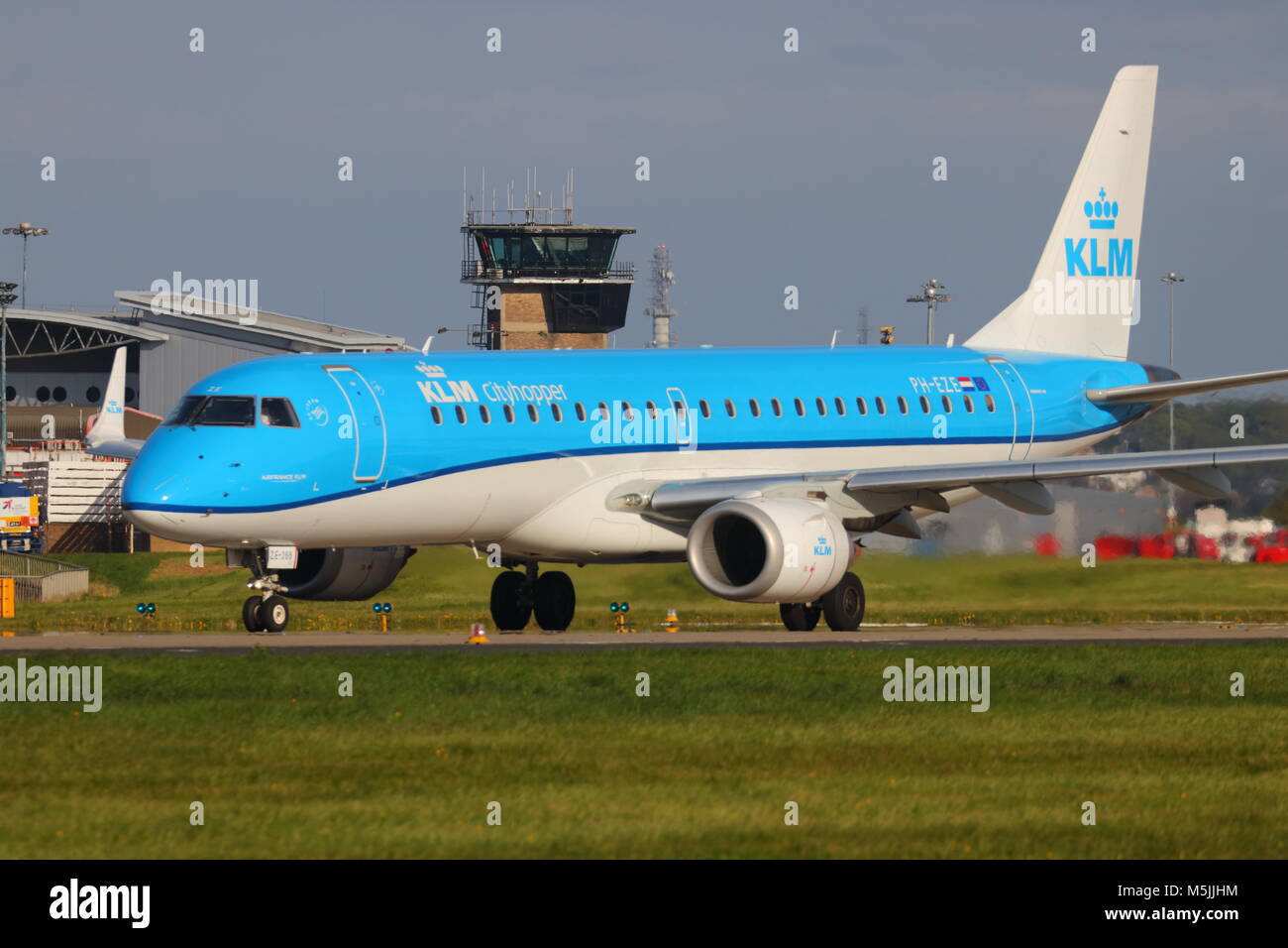KLM taking off from Leeds Bradford International Airport Stock Photo