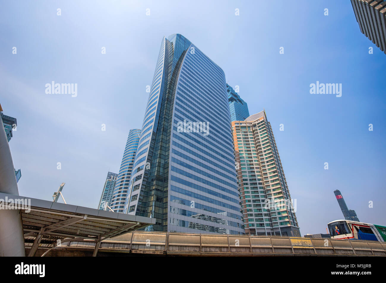 BANGKOK, THAILAND, MARCH 02, 2017 - Buildings and Train in Bts train station of Chong Nonsi in Bangkok, Thailand Stock Photo