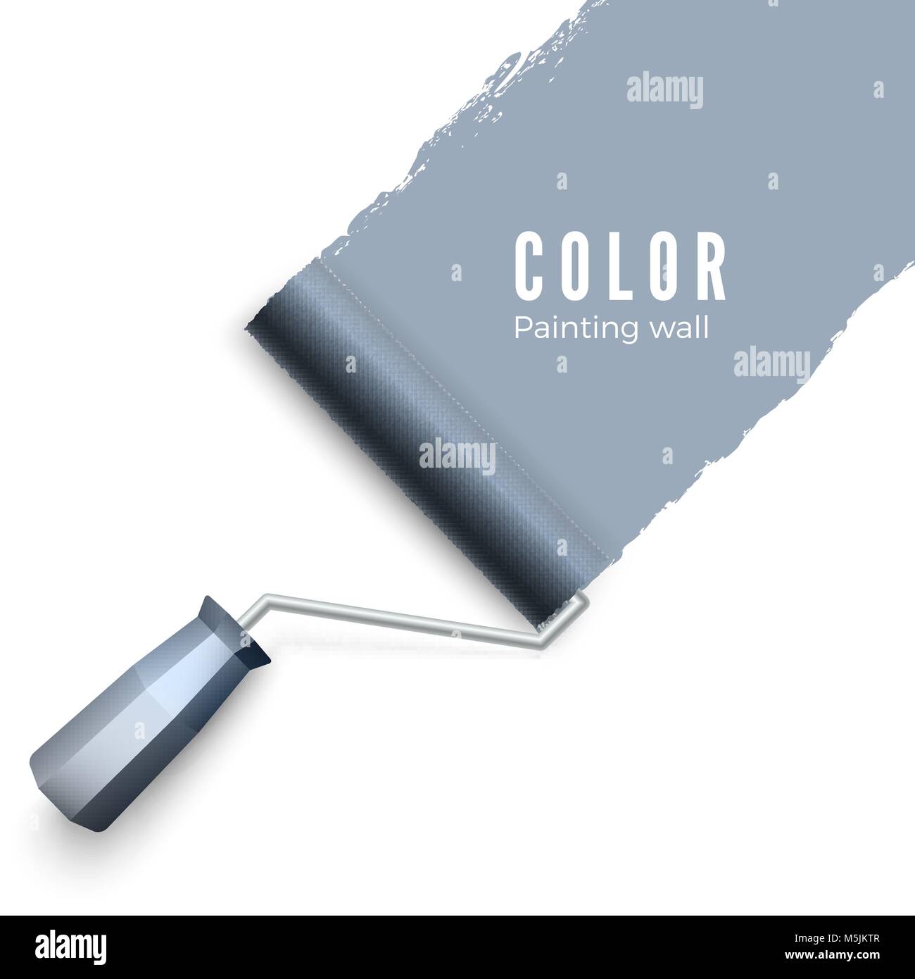 Painted wall and paint roller. Paint roller brush. Color paint texture when painting with a roller. Vector illustration isolated on white background Stock Vector
