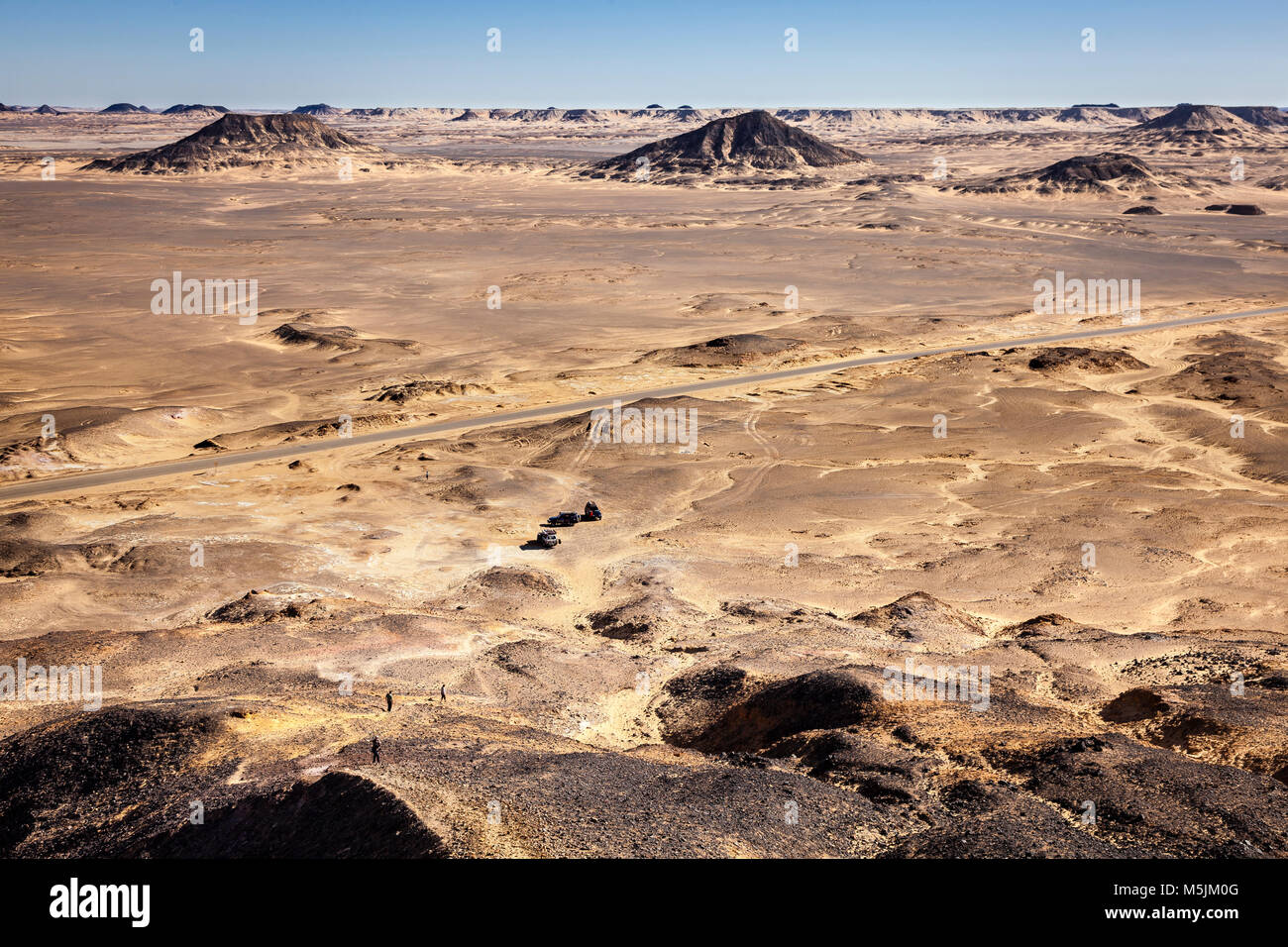 The black desert is situated in the Western Desert region, it is an uninhabited area due to the dryness of the desert plains. Stock Photo