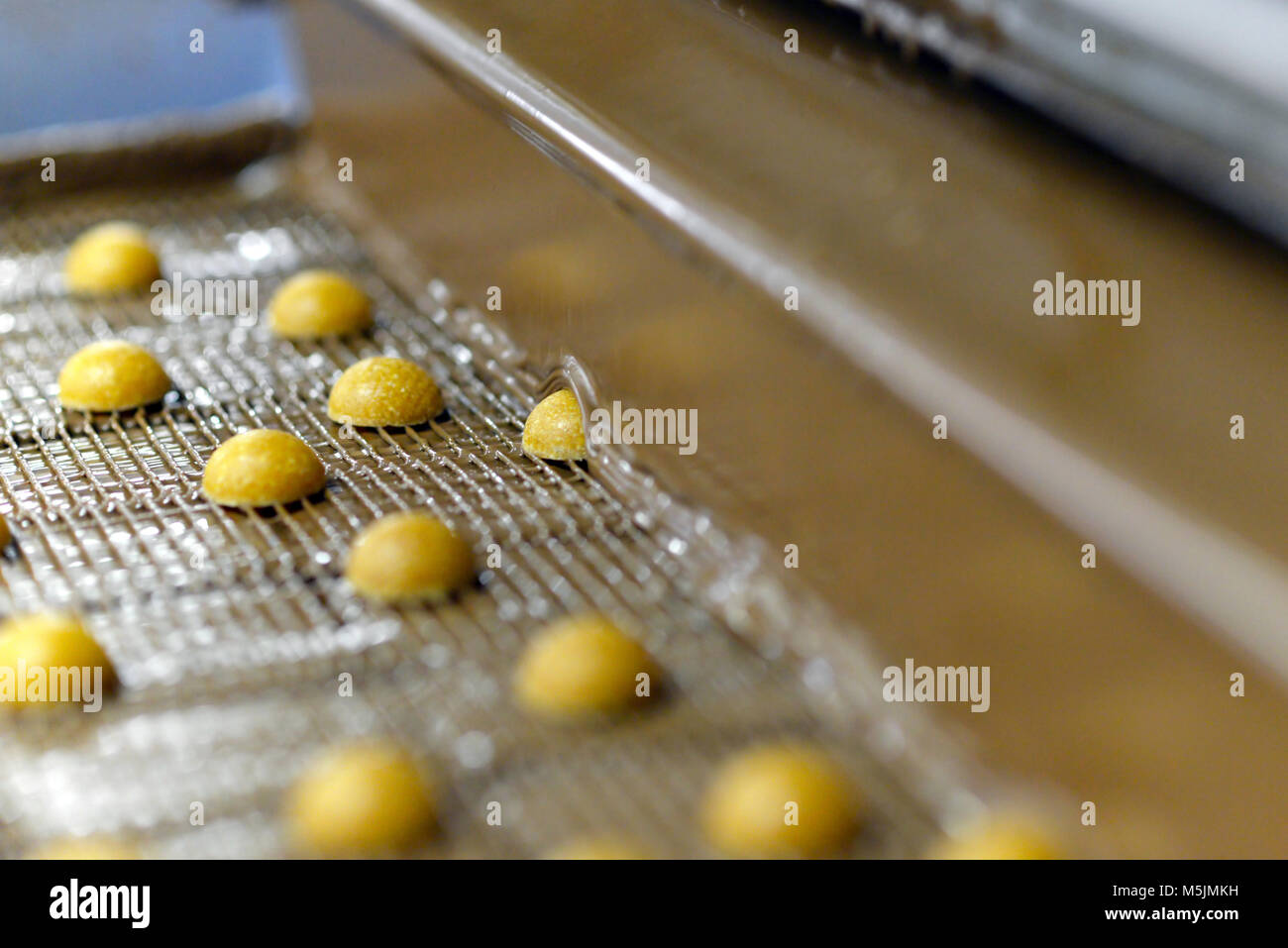 Production of pralines in a factory for the food industry Stock Photo