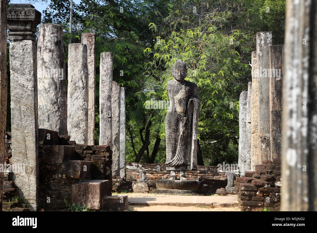 Polonnaruwa Quadrangle North Central Province Sri Lanka Standing Buddha in the Hatadage Stock Photo