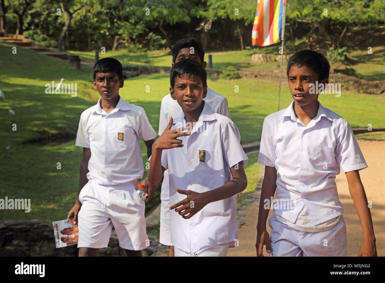 Polonnaruwa North Central Province Sri Lanka Boys On School Outing Stock Photo