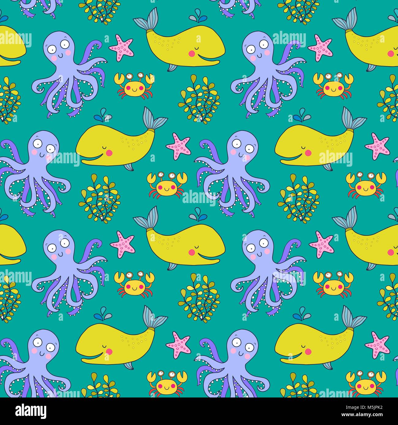 Seamless vector pattern with octopus Stock Vector Image & Art - Alamy
