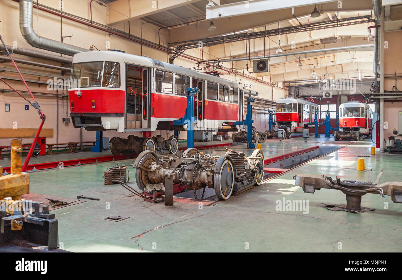 Maintenance of tram in Stock Photo Alamy