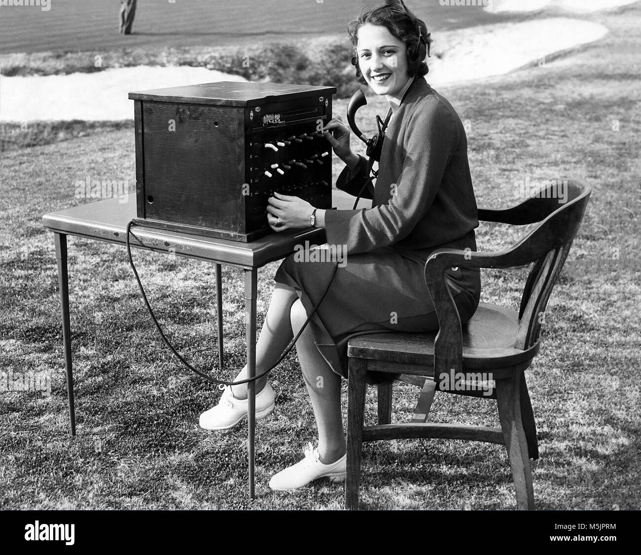 Woman with radio,1930s,Germany Stock Photo