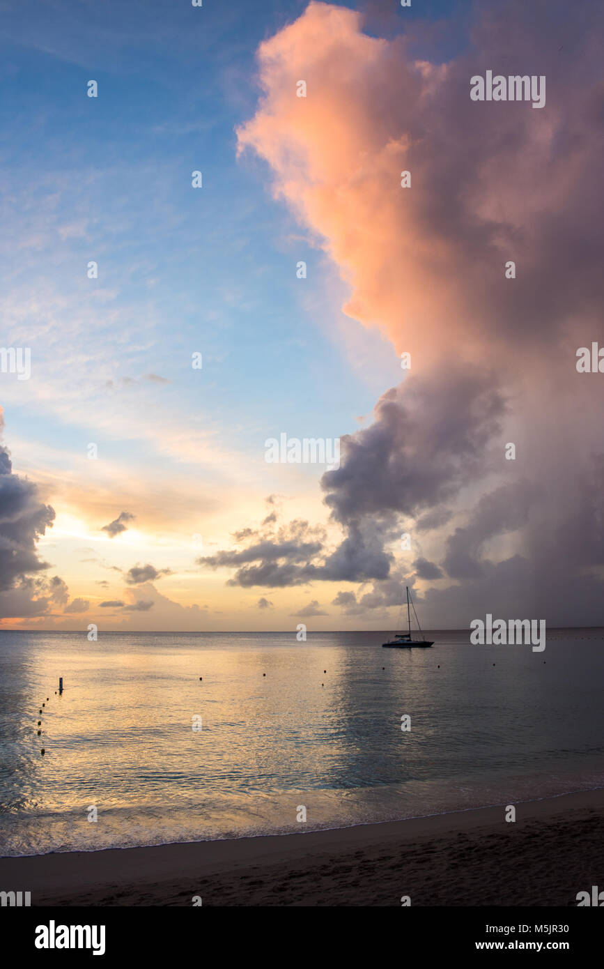 Sunset, West Coast Barbados, Caribbean Stock Photo - Alamy