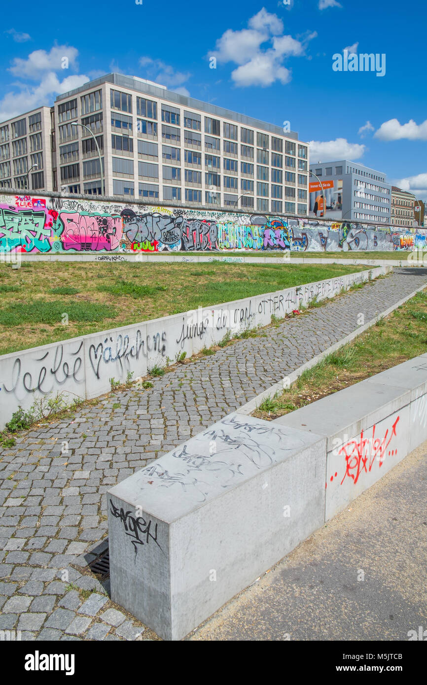 Berlin Graffiti Wall Pathway, Germany Stock Photo