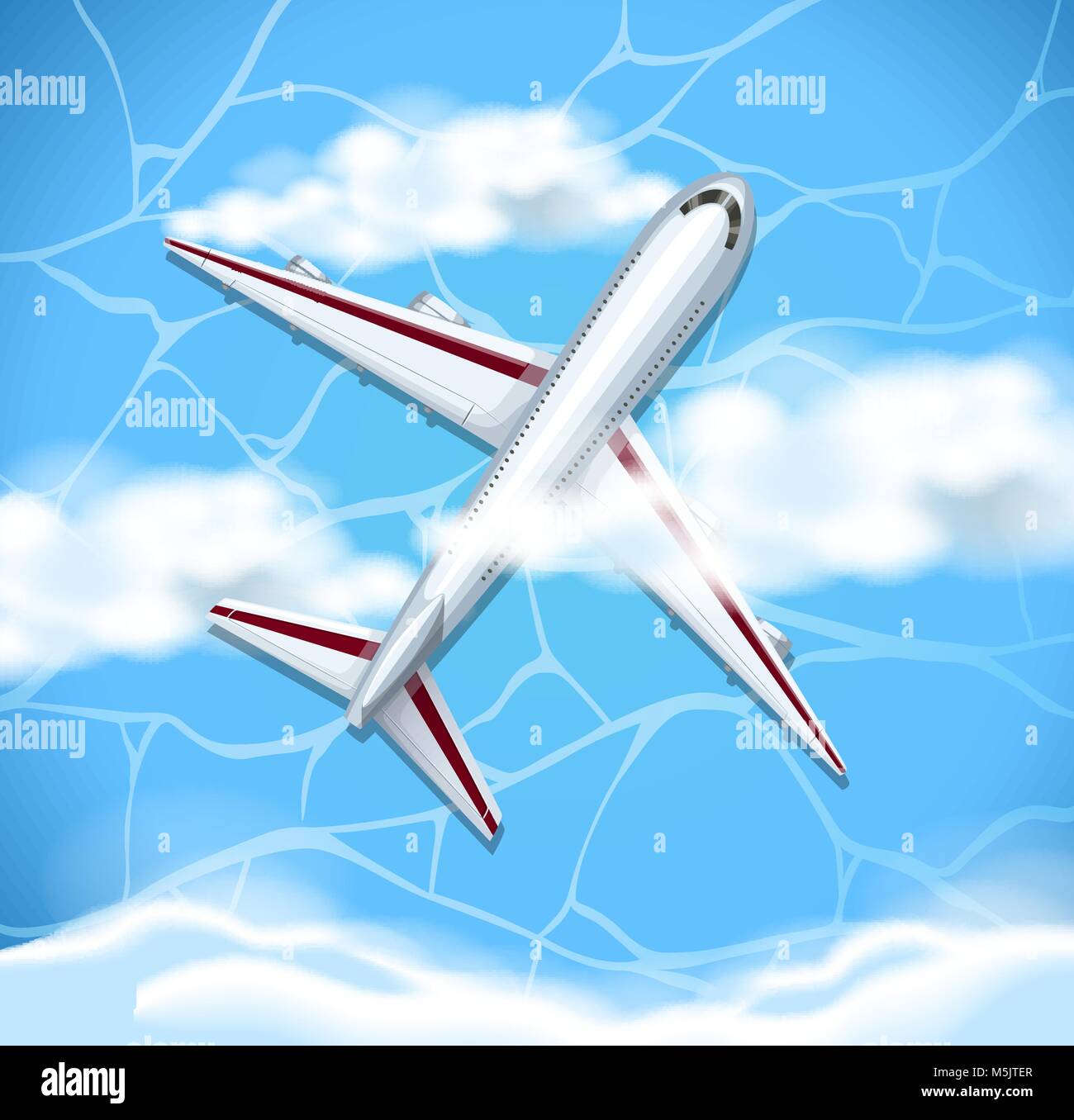Airplane flying in blue sky illustration Stock Vector Image & Art - Alamy