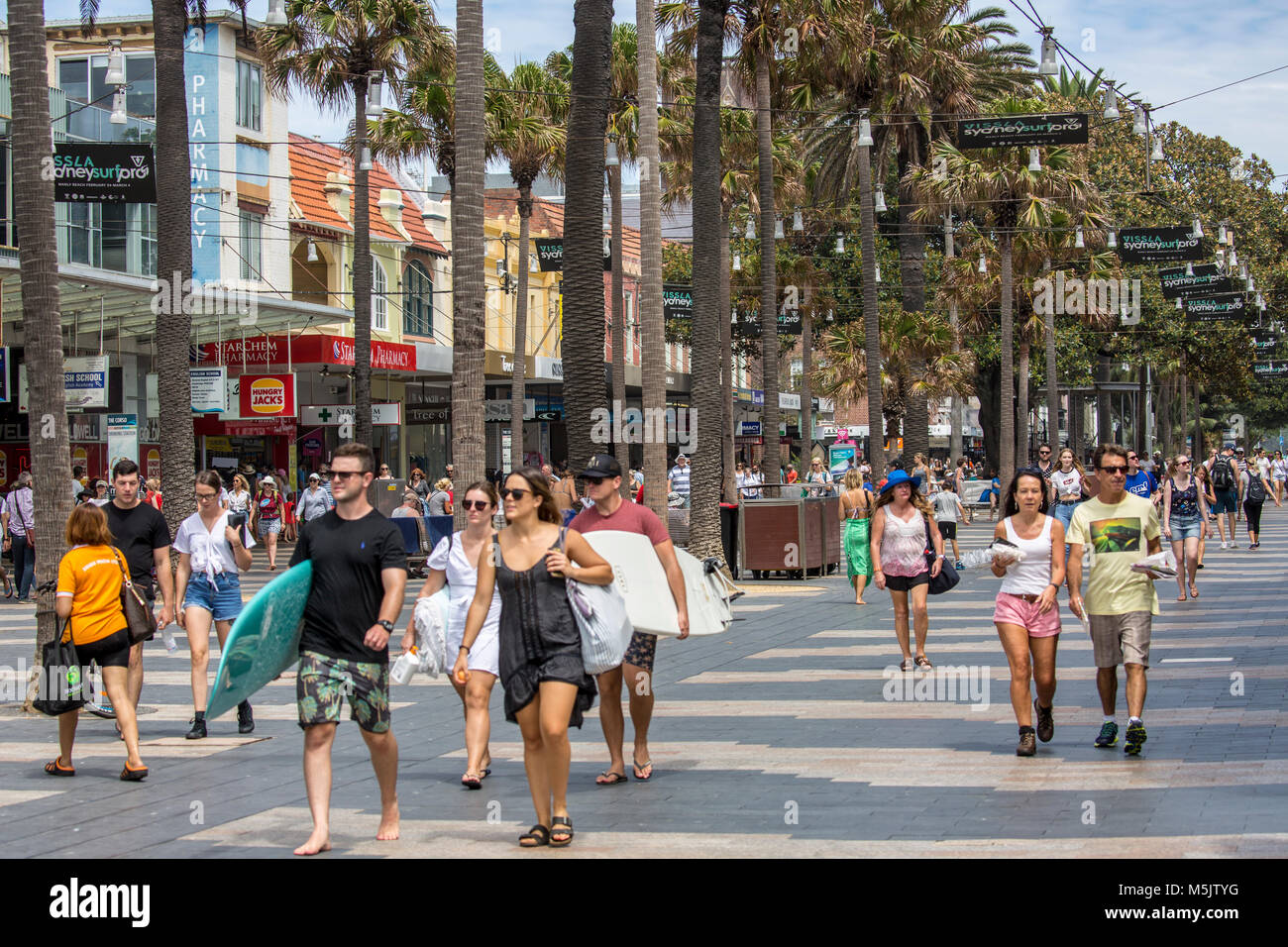 People walking along Manly cross in Only beach,Sydney,Australia Stock