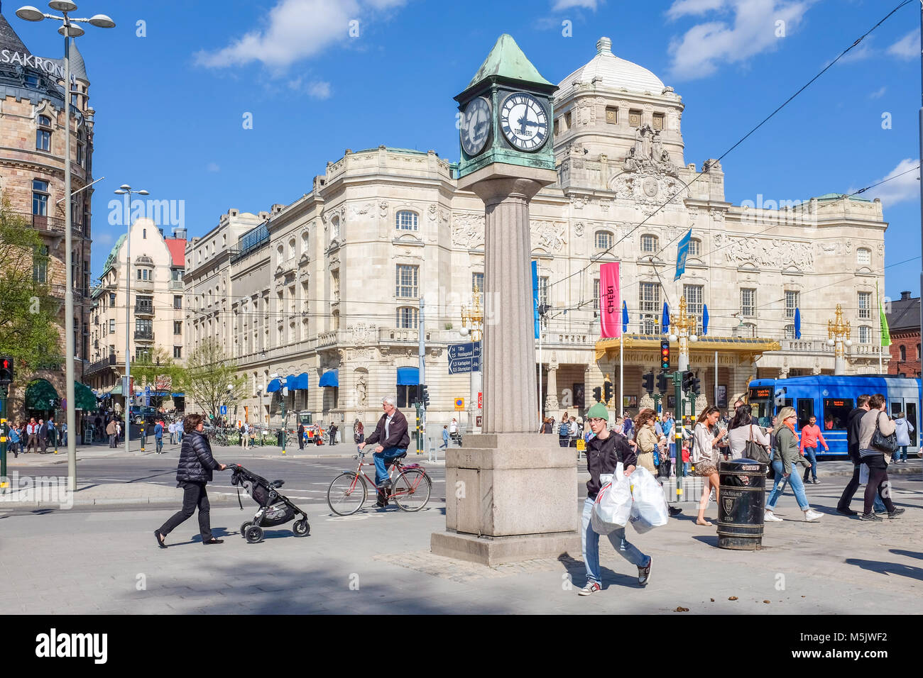 ”Dramaten” the Royal Dramatic theatre at Nybroplan during springtime in Stockhom. Stock Photo