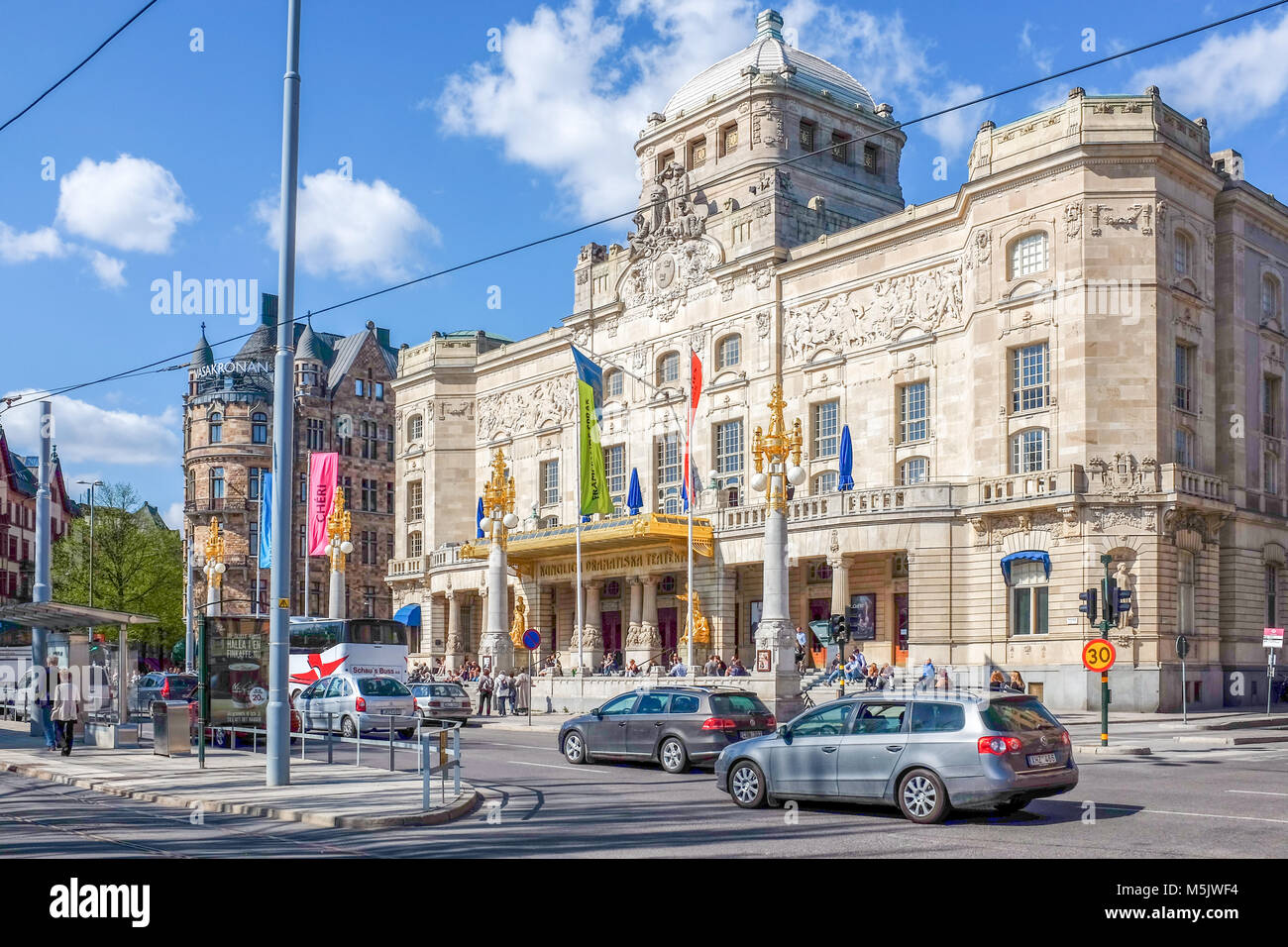 ”Dramaten” the Royal Dramatic theatre at Nybroplan during springtime in Stockhom. Stock Photo