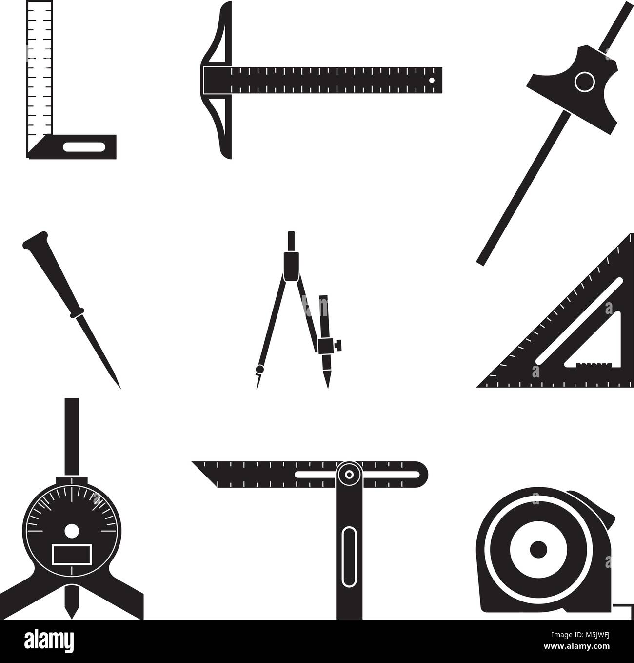 Measure tool vector icon set. Angle and Distance Stock Vector
