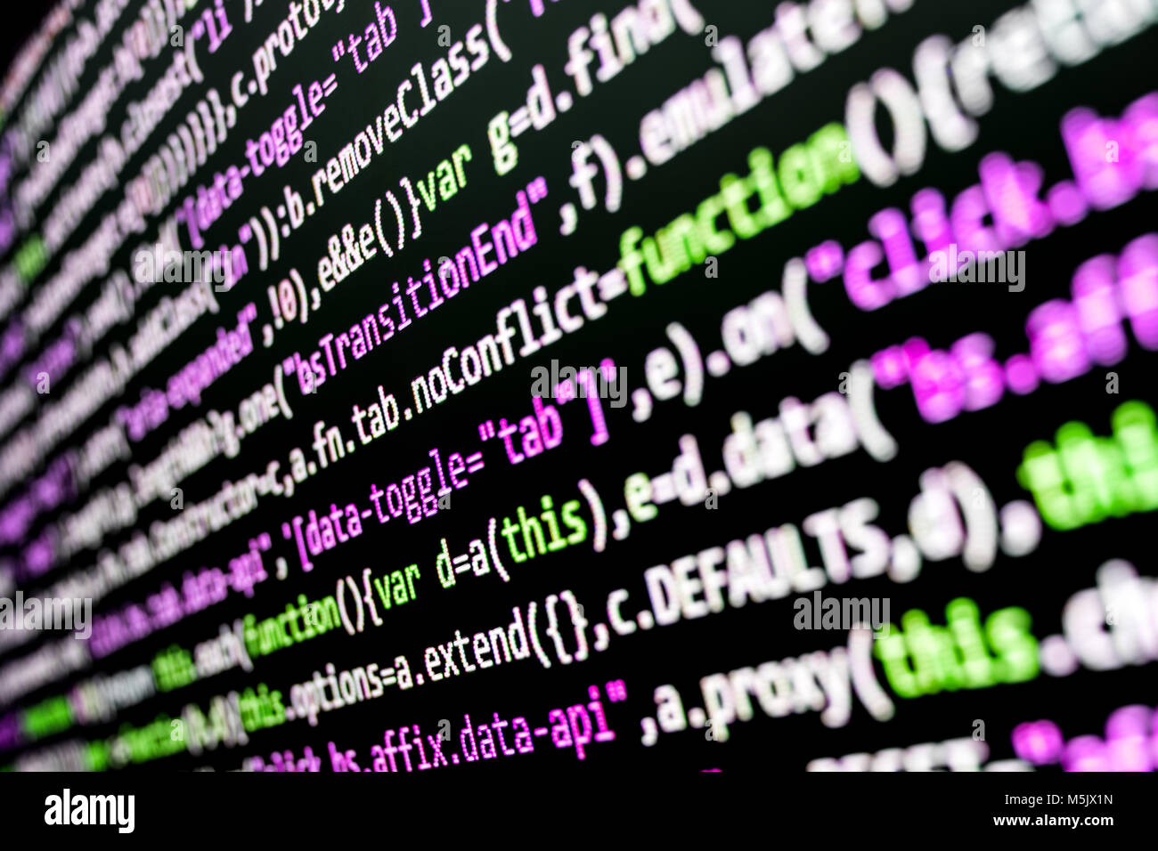 closeup shot of programming code on computer screen Stock Photo