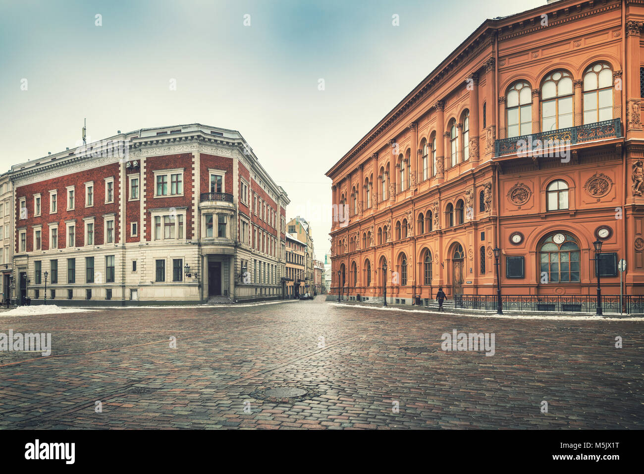 Riga old town - historical buildings at Dome square Stock Photo