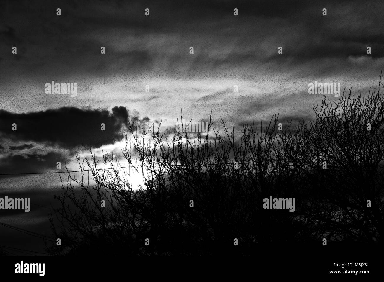 Winter Sunset and Clouds over Canyon, Texas Stock Photo