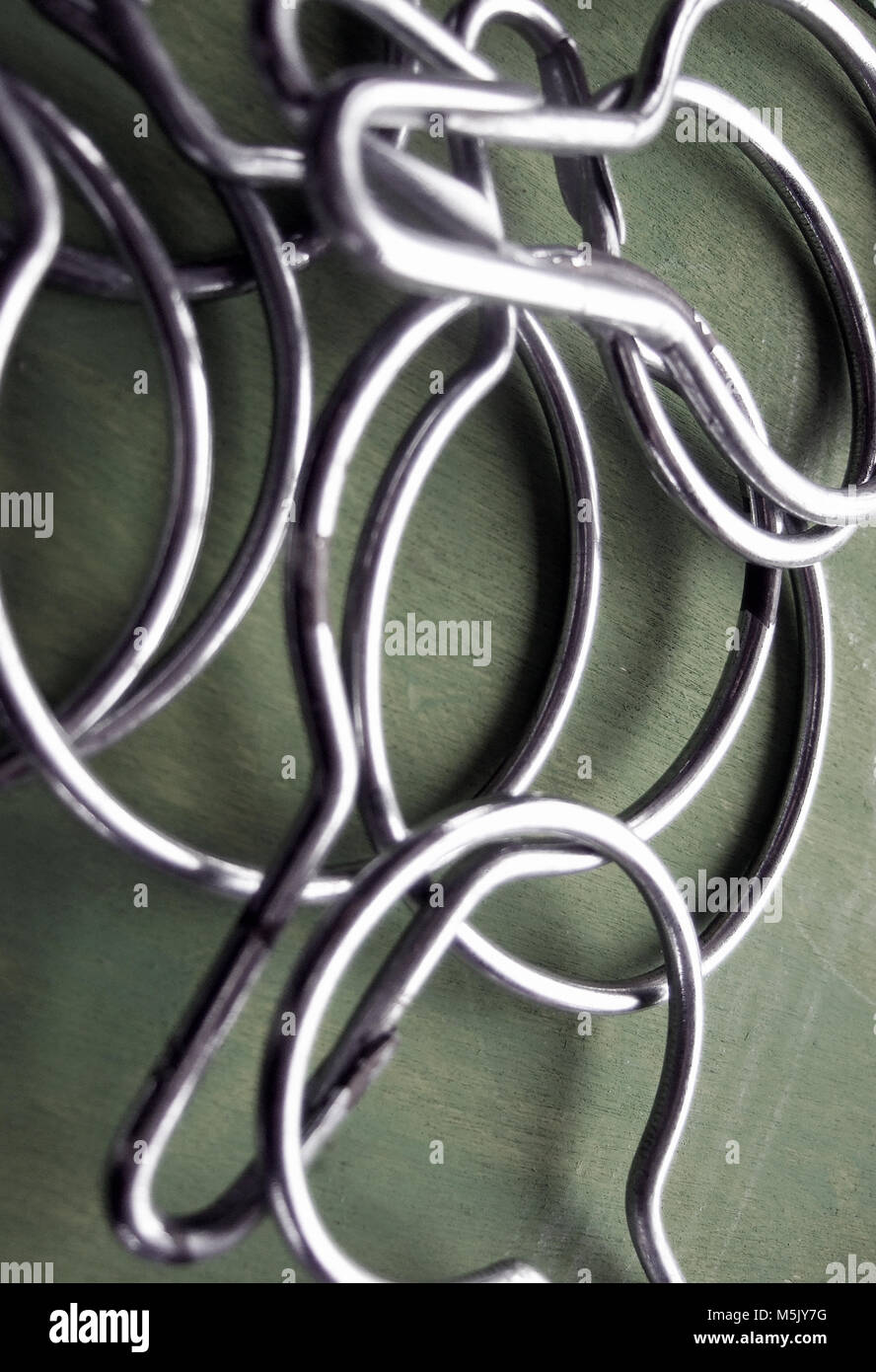 pile of shower curtain metal hanging rings Stock Photo