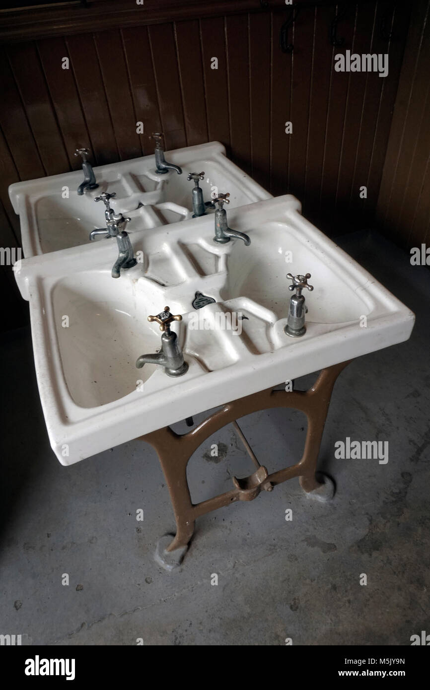 vintage primary school wash hand basins Stock Photo