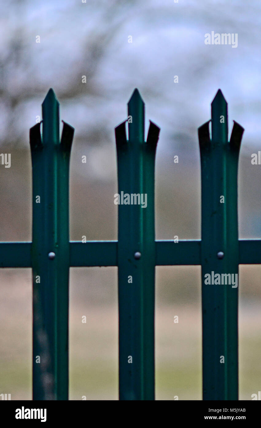 vertical metal fence railings Stock Photo