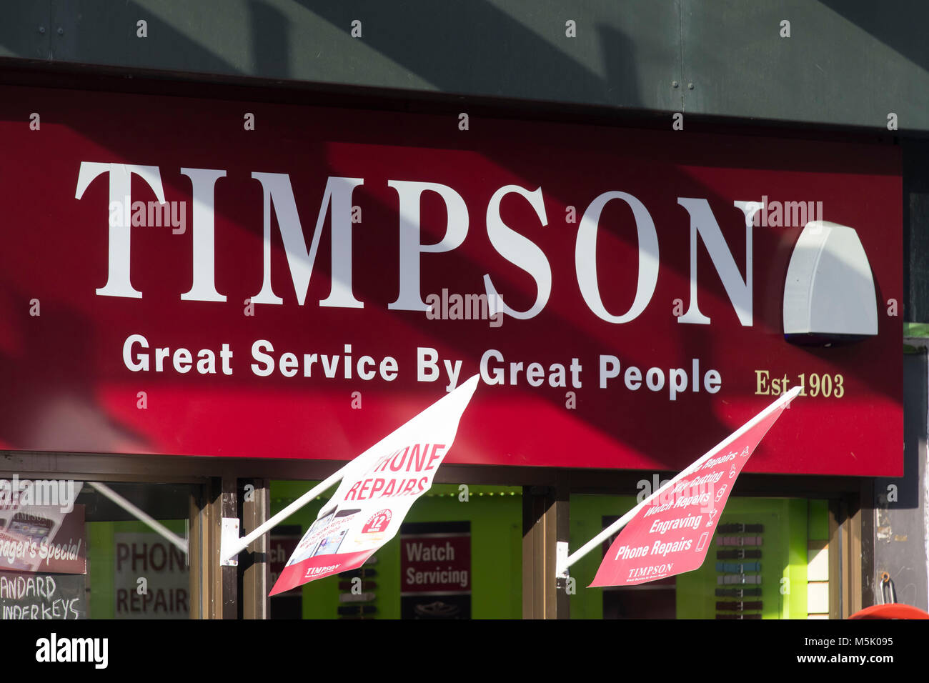 Timpson shop store sign Stock Photo Alamy
