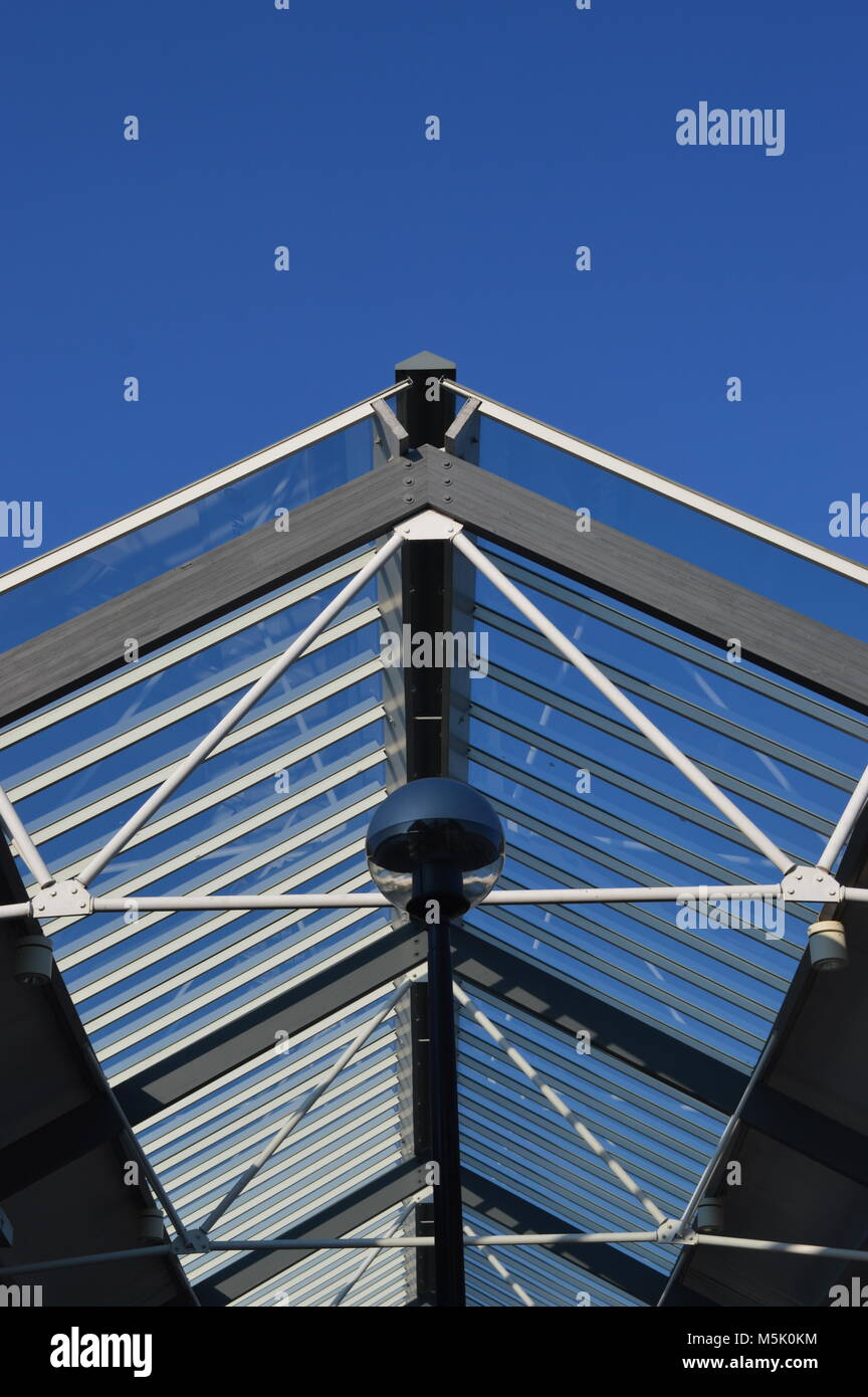 Architectural roofing detail at McArthur Glen, the Pines, Bridgend, Wales, UK Stock Photo