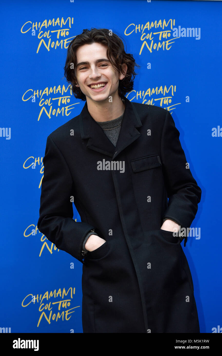 Photocall for 'Call Me by Your Name' at Hotel de Russie  Featuring: Timothee Chalamet Where: Rome, Italy When: 24 Jan 2018 Credit: IPA/WENN.com  **Only available for publication in UK, USA, Germany, Austria, Switzerland** Stock Photo