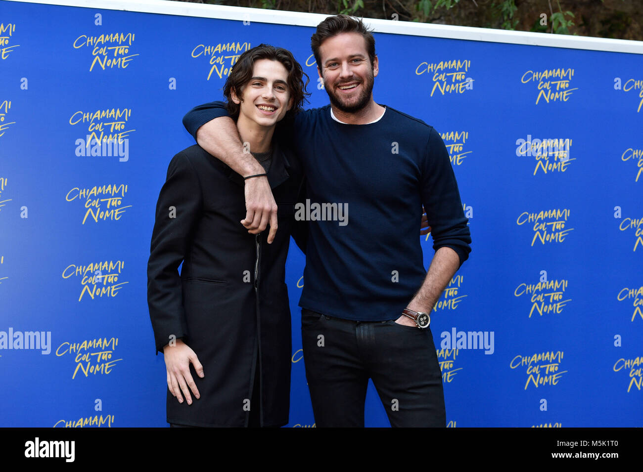 Photocall for 'Call Me by Your Name' at Hotel de Russie Featuring: Armie  Hammer, Timothee Chalamet Where: Rome, Italy When: 24 Jan 2018 Credit:  IPA/WENN.com **Only available for publication in UK, USA,