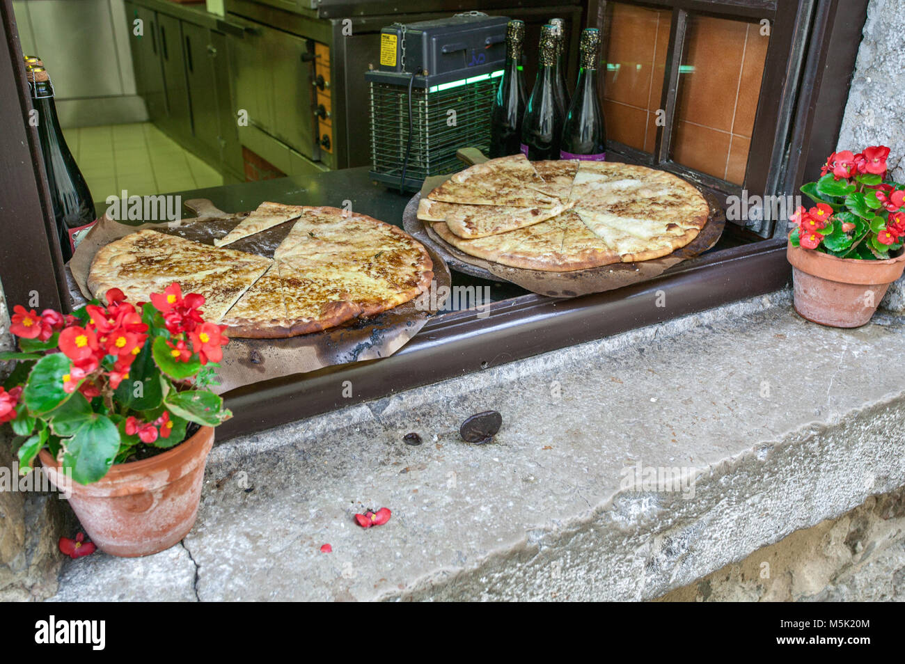 bakery and pizzas, medieval city of Pérouges, France Stock Photo - Alamy
