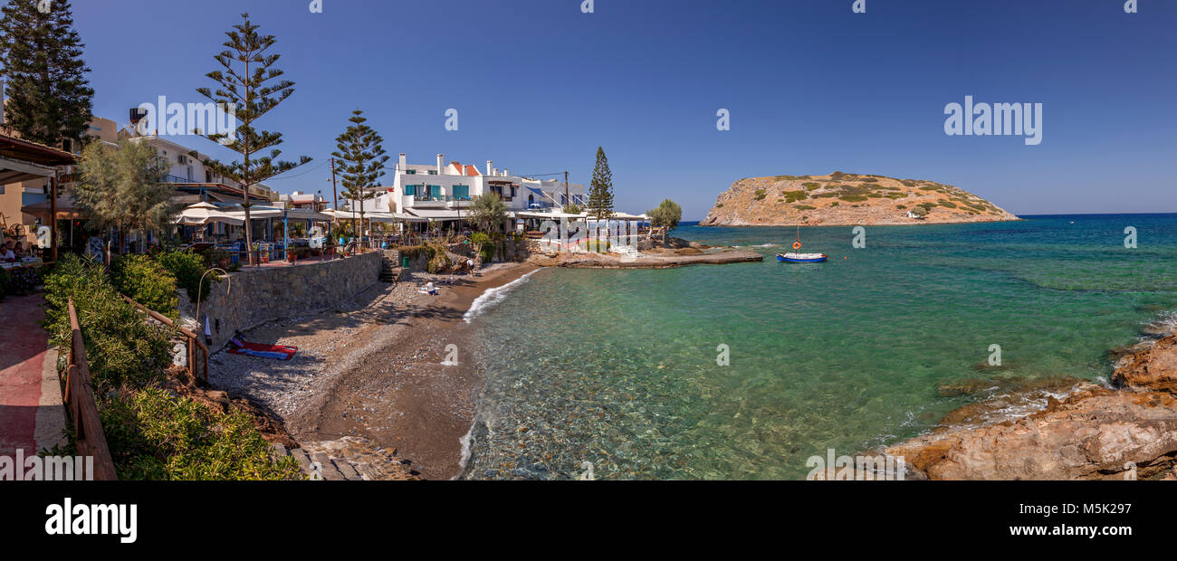 Panoramic view over Mochlos on the coast of Crete Stock Photo