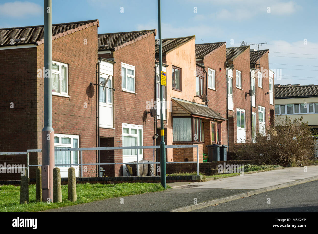 Row of 1970s UK council houses, Kings Heath Birmingham uk Stock Photo